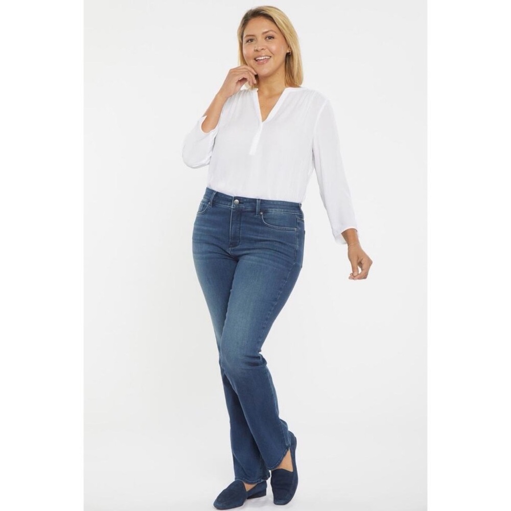 NYDJ Plus Marilyn Straight Leg Jean‎ 20W Saybrook Wash High Rise Stretch Curvy